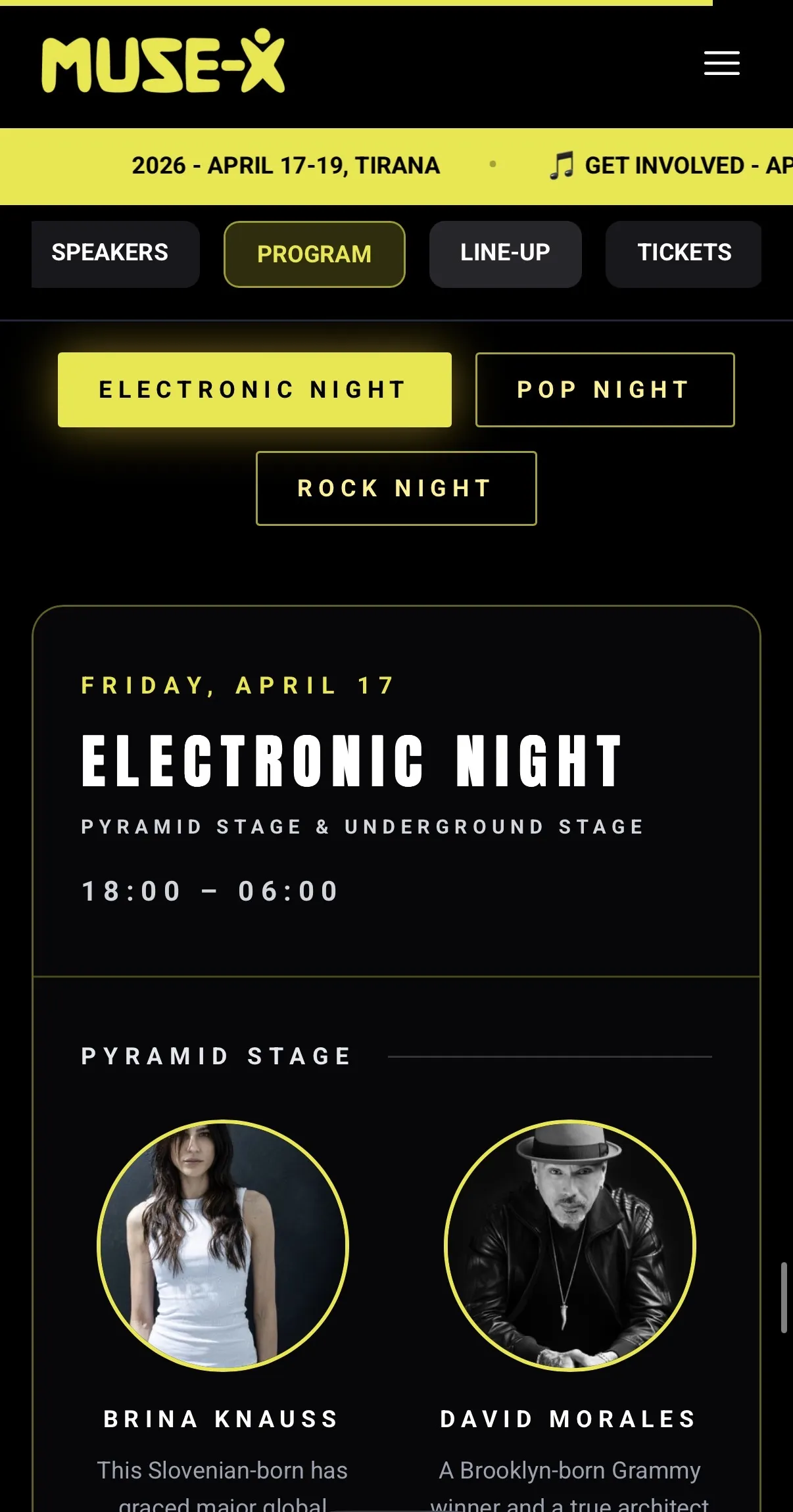 Muse-X — program lineup, mobile